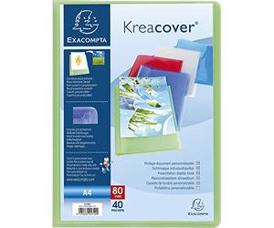Exacompta - Ref 5749E - Kreacover Collection - Semi-Rigid Opaque PP Display Book - 240 x 320mm in Size, Suitable for A4 Documents, 40 Pockets - Assorted Colours (Pack of 5)
