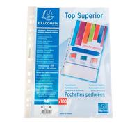 Exacompta - Ref 5750E - Box of 1000 Punched Pockets in Smooth Polypropylene - Thickness 7.5/100 - Universal 11 Hole Punched - A4 Size - Colourless