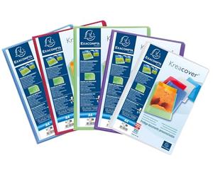 Exacompta - Ref 5799E - Kreacover Collection - Semi-Rigid Opaque PP Display Book - 240 x 320mm in Size, Suitable for A4 Documents, 100 Pockets - Assorted Colours (Pack of 8)