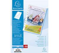 Exacompta - Ref 5800E - Stop Doc Corner Opening Punched Pockets (Pack of 100) - Suitable for Storing A4 Documents, Made From 60 Micron Clear Polypropylene - Side Opening