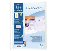 Exacompta - Ref 58209E - Kreacover Collection - Opaque Rigid PP Display Book - 240 x 320mm in Size, Suitable for A4 Documents, 20 Pockets, 40 Viewing Pages - White