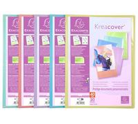 Exacompta - Ref 5829E - Box of 20 Customizable Kreacover Pastel Document Protectors - 20 Smooth Crystal Pockets - 40 Views - for A4 - Size 24x32cm - semi-Rigid Polypropylene Cover