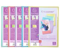 Exacompta - Ref 5839E - Cardboard of 10 Customizable Kreacover Pastel Document Protectors - 30 Smooth Crystal Pockets - 60 Views - for A4 - Size 24x32cm - semi-Rigid Polypropylene Cover