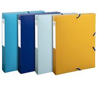 Exacompta - Ref. 59140E - Box of 8 BeeBlue recycled polypropylene filing boxes 40mm back - A4 - assorted colors
