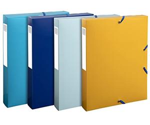 Exacompta - Ref. 59140E - Box of 8 BeeBlue recycled polypropylene filing boxes 40mm back - A4 - assorted colors