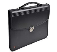 Exacompta - Ref 59144E - Exactive - Multipart Expanding Case with Handle - 360 x 300mm in Size Ideal for A4 Size Documents, 2 Filing Compartments, Grey PP Dividers - Black