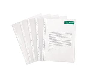 Exacompta - Ref 5920E - PP Punched Pockets (Pack of 50) - Suitable for A4 Documents, 0.09mm Polypropylene, Pre-Punched Spine for Use in Folders - Clear