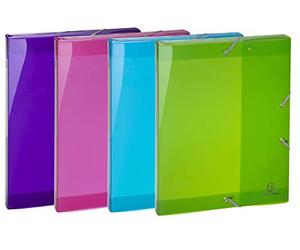 Exacompta - Ref 59480E - Iderama Collection - PP Filing Box - 250 x 330mm in Size, 25mm Spine, Suitable for Storing A4 Documents - Assorted Colours (Pack of 4)