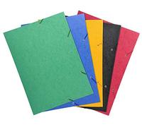 Exacompta - Ref 59500E - Elasticated 3-Flap Folders - Suitable for Holding A3 Documents, 600gsm Glossy Card, Spine Label for Identification - Assorted Colours (Pack of 10)
