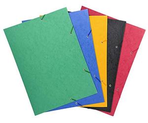 Exacompta - Ref 59500E - Elasticated 3-Flap Folders - Suitable for Holding A3 Documents, 600gsm Glossy Card, Spine Label for Identification - Assorted Colours (Pack of 10)