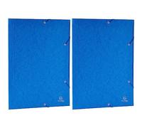 Exacompta - Ref 59507E - Elasticated 3-Flap Folder - Suitable for A3 Documents, 600gsm Glossy Laminated Card, FSC-Certified - Useful for Transporting Artwork - Blue (Pack of 2)