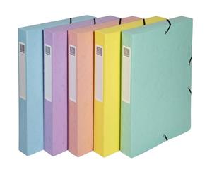 Exacompta - Ref 59560E - Aquarel Collection - Elasticated Filing Boxes - 240 x 320mm in Size, 40mm Spine, Holds Approx. 400 Sheets - Assorted Pastel Colours (1 item)