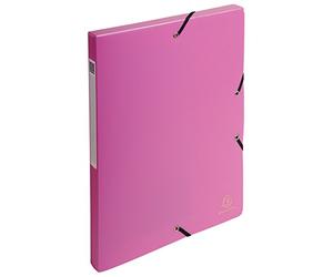 Exacompta - Ref 59604E - Exabox PP Filing Box - 250 x 330mm in Size, Suitable for A4 Documents, 25mm Spine, Opaque Polypropylene, Spine Label - Pink (Pack of 4)