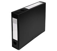 Exacompta - Ref 59631E - Plastic Filing Box - 250 x 330mm in Size, Suitable for Holding A4 Documents, 6cm Spine, 2 x Spine Labels & 2 x Finger Holes - Black
