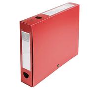 Exacompta - Ref 59635E - Plastic Filing Box - 250 x 330mm in Size, Suitable for Holding A4 Documents, 6cm Spine, 2 x Spine Labels & 2 x Finger Holes - Red