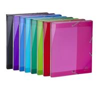 Exacompta - Ref 59670E - Iderama Collection - PP Elasticated Filing Box - 250 x 330mm in Size, Suitable for A4 Documents, 25mm Spine - Assorted Colours (Pack of 8)