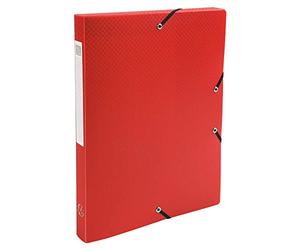 Exacompta - Ref 59685E - Uni PP Elasticated Filing Box - 250 x 330mm in Size, Suitable for Holding A4 Documents, 25mm Spine, Opaque Polypropylene, Spine Label - Red