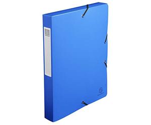 Exacompta - Ref 59782E - Uni PP Elasticated Filing Box - 250 x 330mm in Size, Suitable for Holding A4 Documents, 40mm Spine, Opaque Polypropylene, Spine Label - Blue
