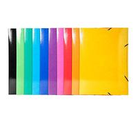 Exacompta - Ref 59829E - Iderama Collection - Elasticated 3-Flap Folder - Suitable for A3 Documents, 590gsm Glossy Coated Pressboard, FSC-Certified - Assorted Colours (Pack of 10)