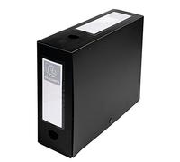 Exacompta - Ref 59931E - Plastic Filing Box - 250 x 330mm in Size, Suitable for Holding A4 Documents, 10cm Spine, 2 x Spine Labels & 2 x Finger Holes - Black