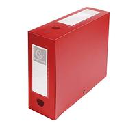 Exacompta - Ref 59935E - Plastic Filing Box - 250 x 330mm in Size, Suitable for Holding A4 Documents, 10cm Spine, 2 x Spine Labels & 2 x Finger Holes - Red