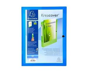 Exacompta - Ref. 59982E - 5 filing boxes with Kreacover snap closure - customizable on 1 side - in translucent polypropylene - back 4 cm - dim 25x33 cm - for A4 - blue color