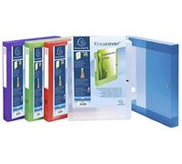 Exacompta - Ref 59989E - Kreacover Collection - PP Press Stud Filing Box - 250 x 330mm in Size, Suitable for A4 Documents, 40mm Spine, Spine Label - Assorted Colours (Pack of 5)