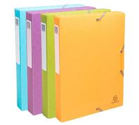 Exacompta - Ref 59990E - 8 Boxes with Pop'N Co Elastic Bands - Made of Recycled Polypropylene - 4 cm Spine - 25 x 33 cm - for A4 documents - Assorted Colours - Delivered Fully Assembled