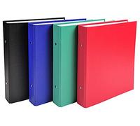 Exacompta - Ref. 620E - Rigid PP binder - 2 round rings diameter 25 mm - Spine 34 mm - External dimensions: 23 x 21.5 cm - Format for classifying schoolchildren 22 x 17 cm - 4 random colors