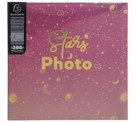 Exacompta - Ref 62112E - MOON Photo Album with Pockets - 200 Photos 10 x 15 cm - 100 Pages - Format 22.5 x 22 cm - Pink Cover Protected by a Plastic Book Cover