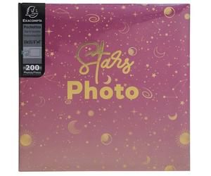 Exacompta - Ref 62112E - MOON Photo Album with Pockets - 200 Photos 10 x 15 cm - 100 Pages - Format 22.5 x 22 cm - Pink Cover Protected by a Plastic Book Cover