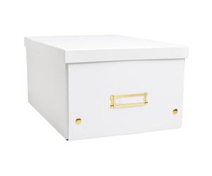 EXACOMPTA - Ref 62358E - 1 Neo Deco storage box - cardboard - delivered flat packed - easy to assemble thanks to press studs - size A4 - dimensions 27 x 36 x 20 cm - white