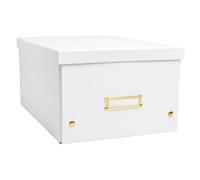 Exacompta - Ref 62358E - Box of 5 Neo Deco Storage Boxes - Delivered Flat Packed - Easy to Assemble Thanks to Press Studs - Size A4 - Dimensions 27 x 36 x 20 cm - White