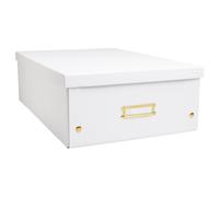 Exacompta - Ref 62458E - Box of 5 Neo Deco storage boxes - delivered flat - easy to assemble thanks to press studs - size A3 - dimensions 33 x 50 x 18 cm - white