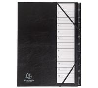 Exacompta - Ref 625665E - Harmonika Multipart File - 235 x 335mm in Size, Suitable for Storing A4 Documents, 300gsm Genuine Pressboard, Expanding Spine, 12 Sections (numbered 1-12) - Black