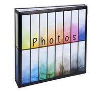 Exacompta - Ref. 62882E - Rainbow photo album with pockets - 200 photos 10x15cm - 100 pages - 22.5x22 cm format - printed paper cover with black background with color gradation - glossy lamination