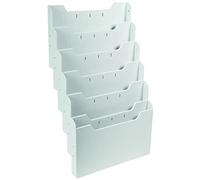 Exacompta - Ref 63240D - Wall Literature Display Holder - 113 x 327 x 523mm in Size, Suitable for Horizontal A4 Documents, 6 Compartments, 26mm Deep Pockets - Light Grey