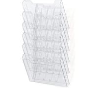 Exacompta - Ref 64258D - Wall Literature Display Holder - 113 x 327 x 523mm in Size, Suitable for Horizontal A4 Documents, 6 Compartments, 26mm Deep Pockets - Clear