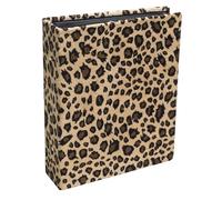Exacompta - Ref. 65008E - Photo album with pockets LEOPARD - 60 pages - 60 photos 11x15 cm - format 14 x 16.5 cm - fabric hard cover - inner pockets made of plastic on a black background