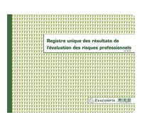 Exacompta - Ref 6617E - Horizontal Risk Evaluations Register Book (60 Pages) - 240 x 320mm in Size, 110gsm Clairefontaine Paper with Green Rulings - French Text