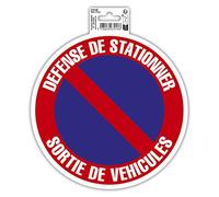 Exacompta - Ref. 67018E - 1 round adhesive panel NO PARKING - CAR EXIT - In non-slip and UV-resistant treated PVC - Panel diameter: 20 cm - Red and blue