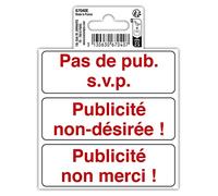 Exacompta - Ref. 67040E - 1 adhesive pictogram No ads. please - Unwanted advertising! Advertisement no thank you! In non-slip and UV-resistant treated PVC vinyl - Dimensions: 10 x 10 cm