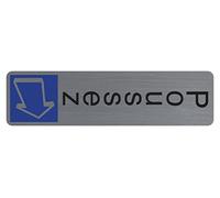 Exacompta - Ref. 67157E - 1 vertical adhesive door plate Push - Printed signage wall plate - On all supports - Brushed aluminium look - Dimensions: 4.4 x 16.5 cm