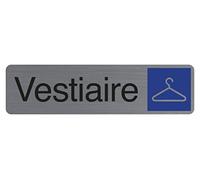 Exacompta - Ref. 67166E - 1 adhesive door plate Cloakrooms - Printed signage wall plate - On all supports - Brushed aluminium look - Dimensions: 16.5 x 4.4 cm