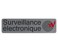 Exacompta - Ref. 67170E - 1 electronic surveillance adhesive door plate - Signage wall plate - On all supports - Brushed aluminium look - Dimensions: 16.5 x 4.4 cm