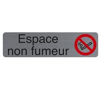 Exacompta - Ref. 67174E - 1 adhesive door plate No smoking area - Printed signage wall plate - On all supports - Brushed aluminium look - Dimensions: 16.5 x 4.4 cm