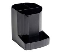 Exacompta - Ref 675014D - ECOBlack Mini-Octo Recycled Pen Pot - 123 x 90 x 111mm in Size, Space Saving Pen Pot, 3 Sections - Suitable for Organising Pens, Pencils and Accessories - Black