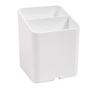 Exacompta - Ref 67713D - Pen Pot PEN-CUBE - 74 x 74 x 93mm in Size, 2 Compartments for Organising Pens & Pencils, Groove Underneath to Feed Cables - Office White
