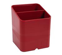 Exacompta - Ref 67718D - Iderama Pen Pot PEN-CUBE - 74 x 74 x 93mm in Size, 2 Compartments for Organisation, Groove Underneath to Feed Cables - Red Carmin