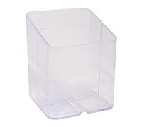 Exacompta - Ref 67723D - Office Pen-Cube Pen Pot - 74 x 74 x 93mm in Size, Space Saving Pen Pot - 2 Sections with for Pens, Pencils and Accessories - Clear